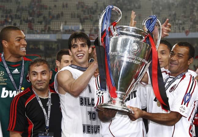 PA: Kaka celebrates with the Champions League trophy.