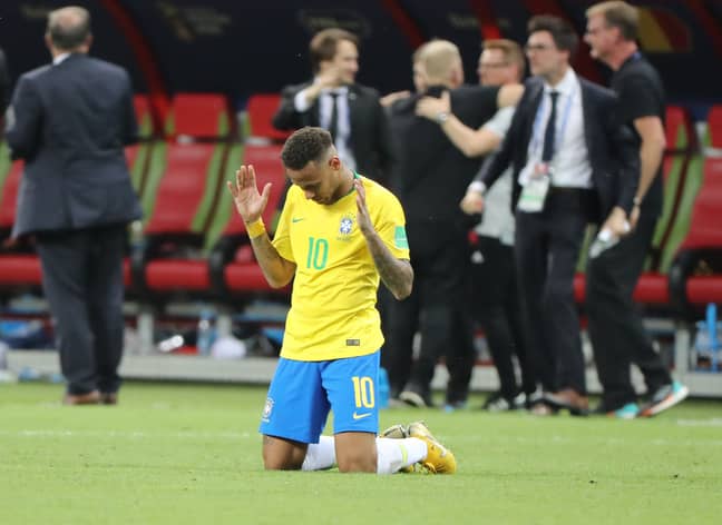 Neymar on the pitch after the full-time whistle. Image: PA