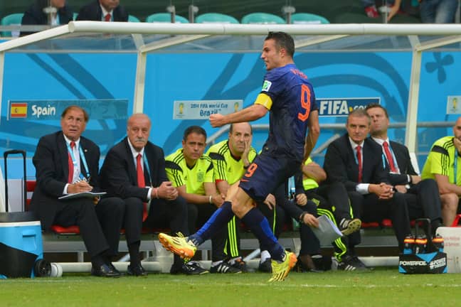 Van Persie celebrates scoring in the World Cup. Image: PA Images
