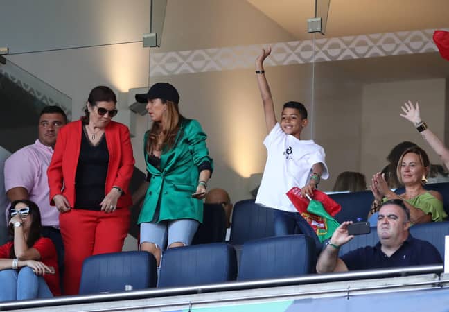 Ronaldo Jr cheers on his dad during international duty. Image: PA Images