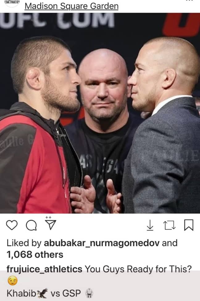 Nurmagomedov's photographer posted this picture on social media. Image: Instagram 