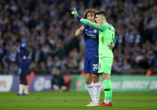 Luiz was the only play to speak to Kepa. Image: PA Images