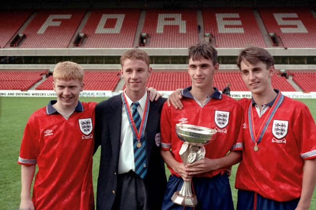 Scholes, Nicky Butt, Chris Casper and Neville. Image: PA Images