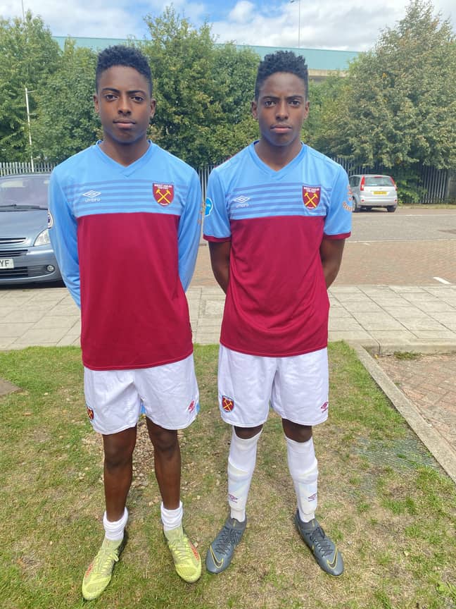Kyreece and Kyrell during their trial at West Ham. Image: Instagram
