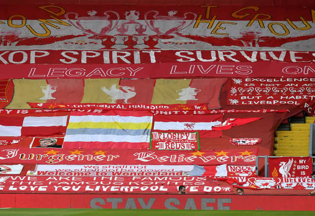 Some banners will not be inside Anfield for the next home game. Image: PA Images