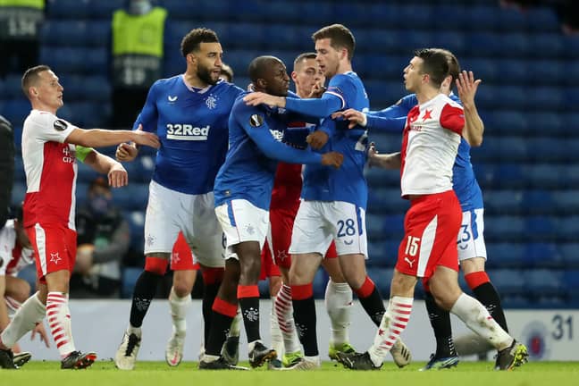 Tensions rise during the game due to the alleged racist incident. Image: PA Images