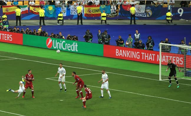 Bale scores his ridiculous goal. Image: PA Images