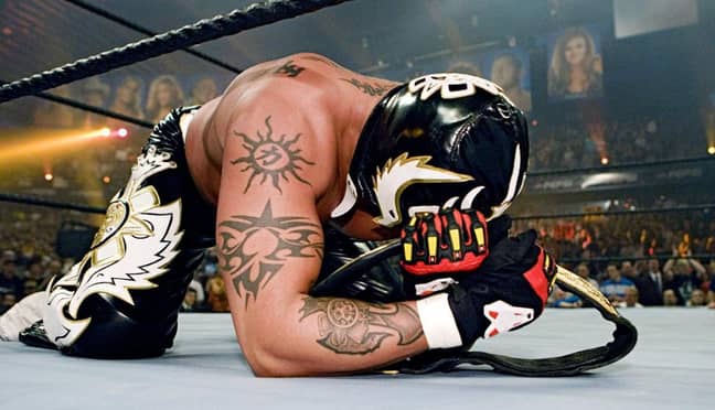 Mysterio after winning the WWE Heavyweight Title. Image: WWE