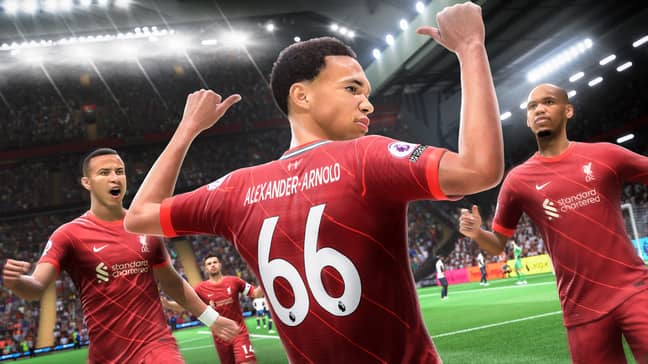 EA: Trent Alexander Arnold celebrates in FIFA 22.