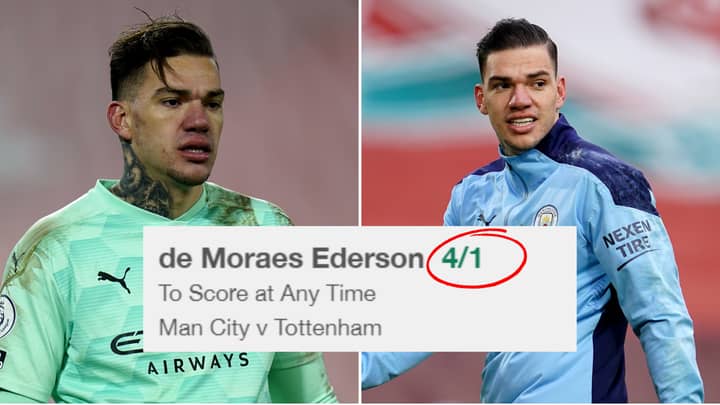 Ederson's Odds To Score During Manchester City Vs Tottenham Are Currently 4/1
