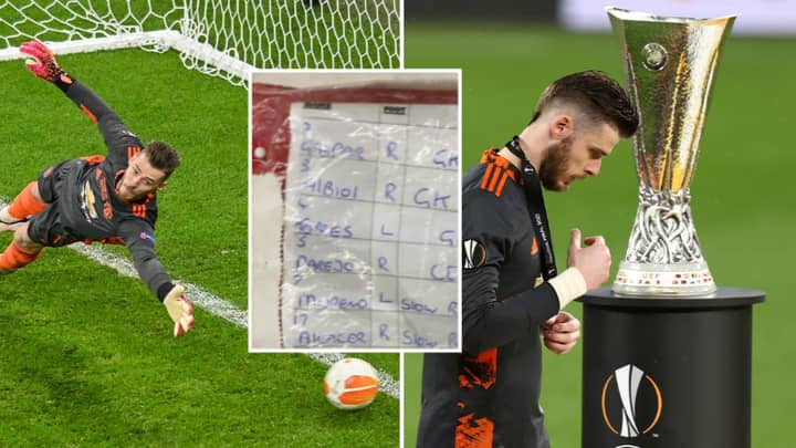 David De Gea Had Sheet Containing Villarreal Penalty Takers And Their Favoured Side, Still Didn't Save Any Penalties