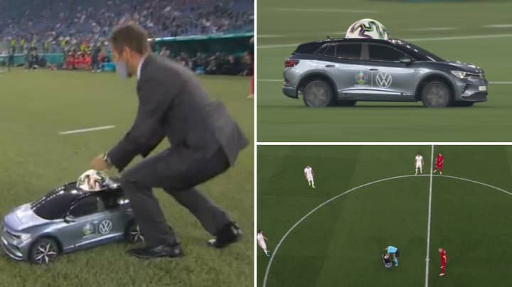 A Remote-Controlled Car Delivered The Match Ball Before Italy vs Turkey And It's Incredible