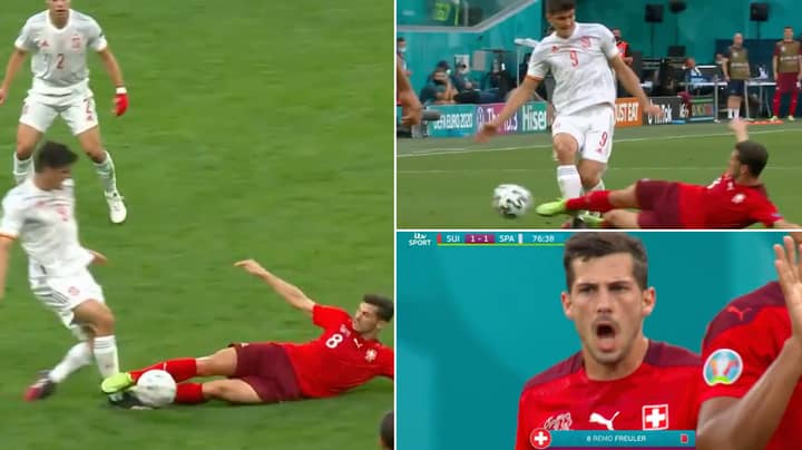 Fans Fume Over Michael Oliver's Decision To Send Off Remo Freuler Vs Spain