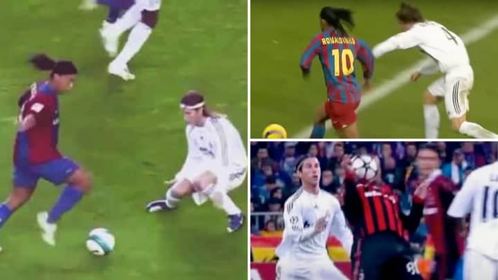 Compilation Shows How Prime Ronaldinho Made Sergio Ramos 'Look Like An Amateur' In One-On-One Duels