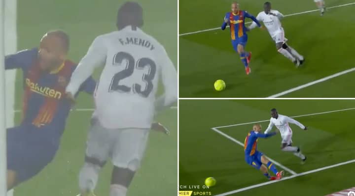 Barcelona Denied Penalty After Ferland Mendy 'Pulls' Martin Braithwaite's Shirt In Controversial Scenes