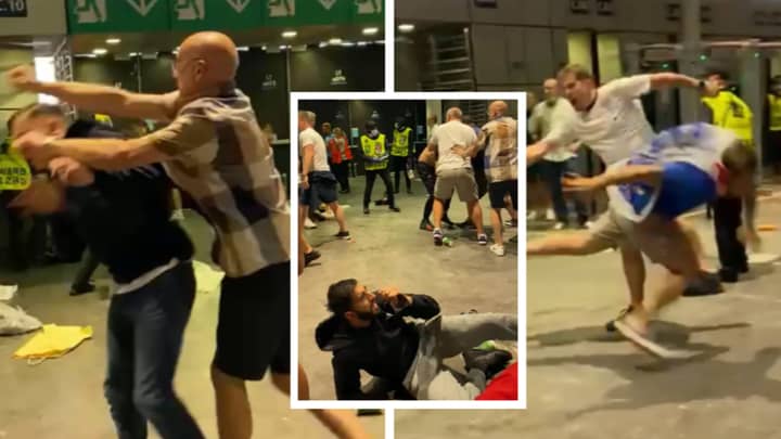 New Footage Shows England Fans Fighting With Ticketless Gate Crashers