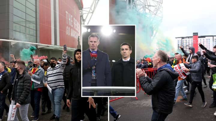 Gary Neville And Jamie Carragher Branded 'Irresponsible' For Defending Manchester United Fan Protests