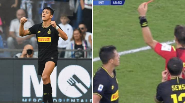 Alexis Sanchez Proves He's Still A Footballer With Goal And Red Card On First Inter Start