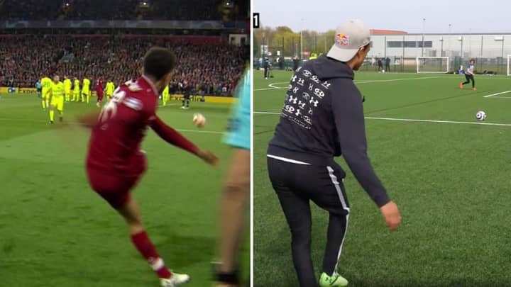 Trent Alexander-Arnold And Average Man Attempt To Recreate THAT Corner Kick Against Barcelona