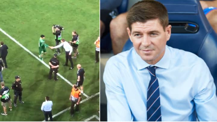 Rangers Manager Steven Gerrard Graciously Shakes Every Villarreal Players Hand After Full-Time