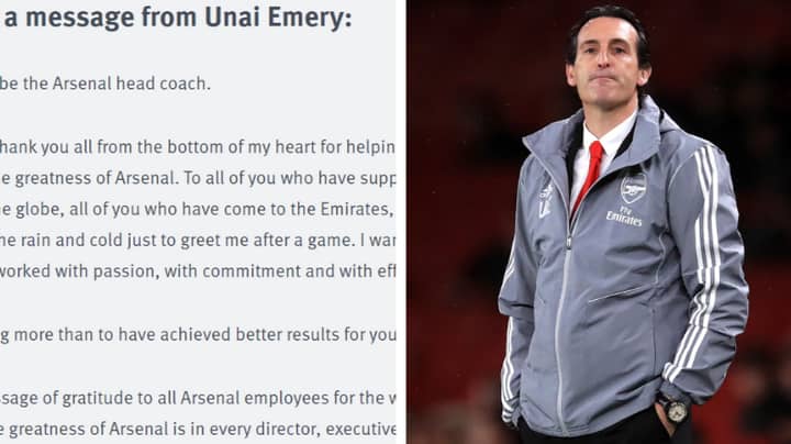 Unai Emery Breaks His Silence After Sacking With Emotional Message To Arsenal Fans