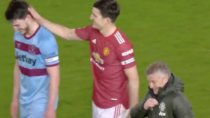 Manchester United Fans Spotted Harry Maguire And Ole Gunnar Solskjaer With Declan Rice At Full-Time