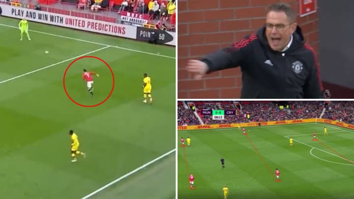 Man United Set Up In A 4-2-2-2 Pressing Formation In Ralf Rangnick's First Game In Charge