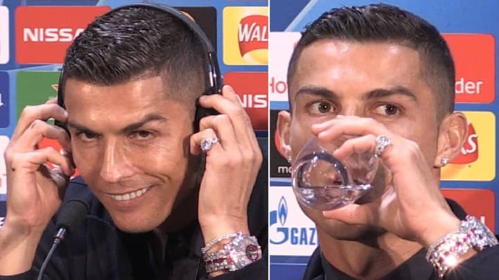 Cristiano Ronaldo Shows Off £1.8 Million Diamond-Encrusted Watch At Press Conference 