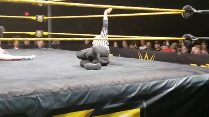 WWE Referee Breaks Leg During Match, Still Finishes The Count From The Canvas