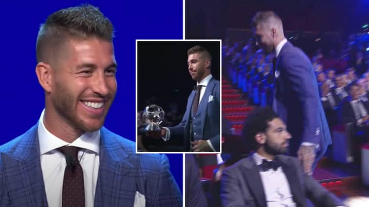 Mohamed Salah Was Seriously Not Impressed When Sergio Ramos Touched His Shoulder At Awards Ceremony