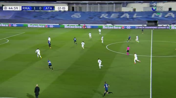 The Referee Blew The Whistle For Half-Time At 44:59 As Atalanta Were Through On Goal Against Real Madrid