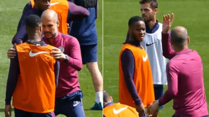 Pep Guardiola Coaching Raheem Sterling About Body Positioning Will Never Get Old