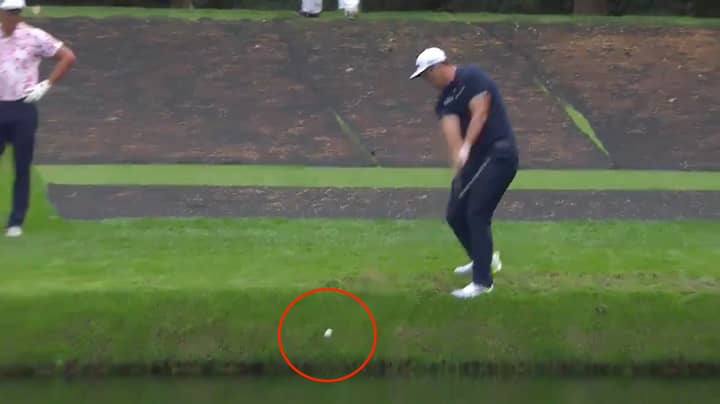 Jon Rahm Hits Hole-In-One By Skimming Golf Ball Across Water