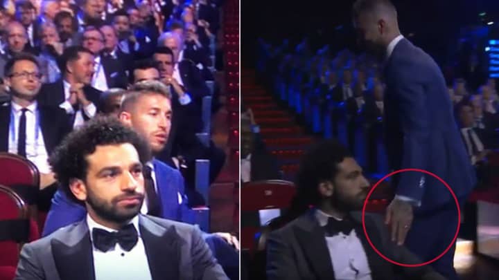 Sergio Ramos Touches Mohamed Salah On The Shoulder During Champions League Draw 