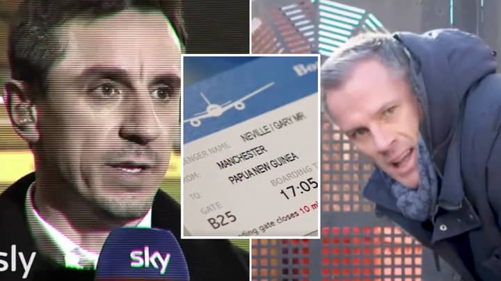 Gary Neville 'Flees The Country' After Liverpool Title Nightmare Comes True In Hilarious Video