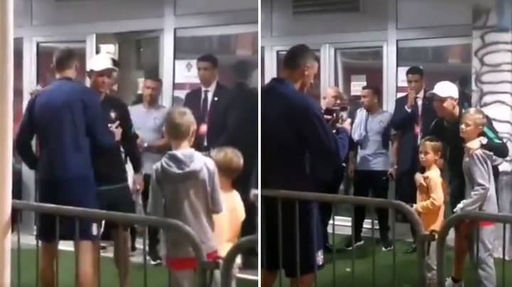 Nemanja Matic Brought His Son And Son's Friend To Meet Cristiano Ronaldo After Serbia-Portugal