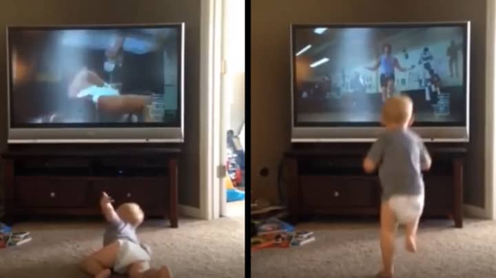 Baby Becomes Rocky Balboa As He Watches Rocky Film