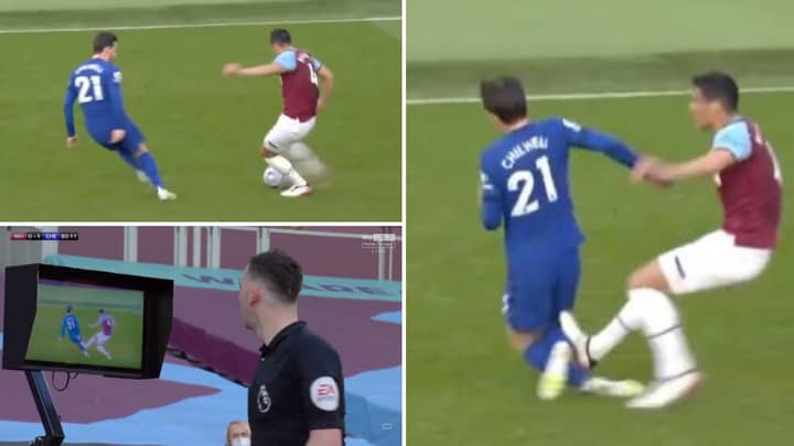 VAR Review Sees West Ham's Fabian Balbuena Controversially Sent Off For Challenge On Chelsea's Ben Chilwell