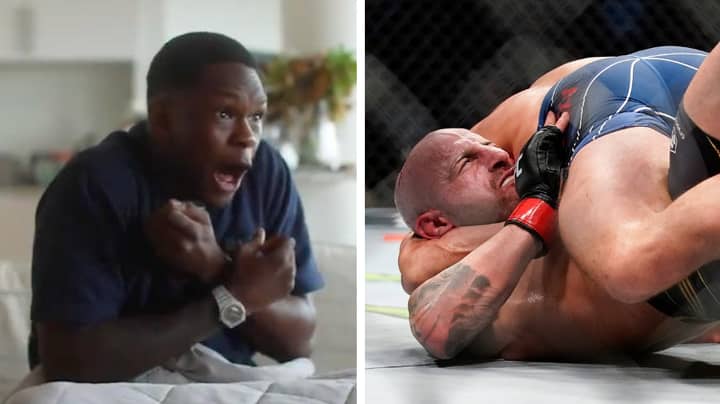 Israel Adesanya Completely Loses It While Watching Alexander Volkanovski Escape Brian Ortega's Submissions