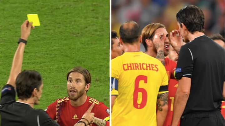 Referee Apologises To Sergio Ramos At Half-Time After The Most Bizarre Yellow Card