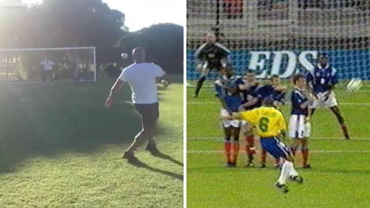 Roberto Carlos Recreates His 'Impossible' Free Kick Against France, 22 Years Later 