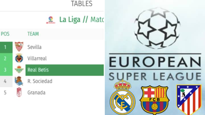 Real Betis Have Removed Barcelona, Real Madrid And Atletico Madrid From La Liga Table On Their Website