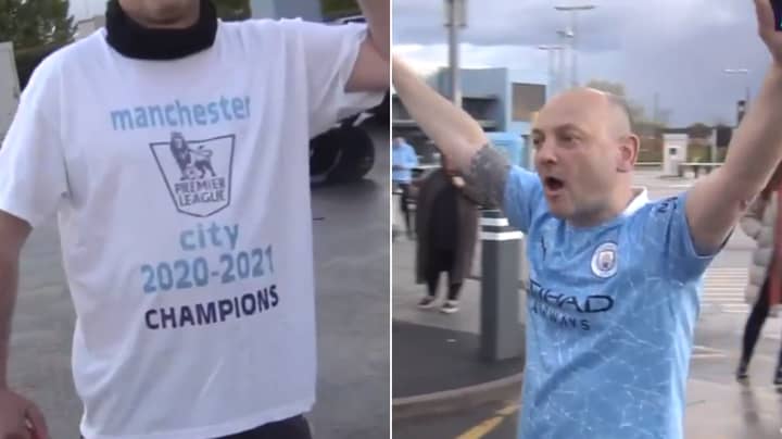 Man City Fans Savagely Mocked For Their Premier League Title Celebrations Outside The Etihad 