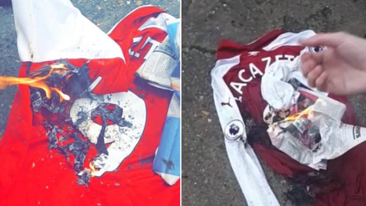 Arsenal 'Fan' Sets Fire To His Alexandre Lacazette Shirt 