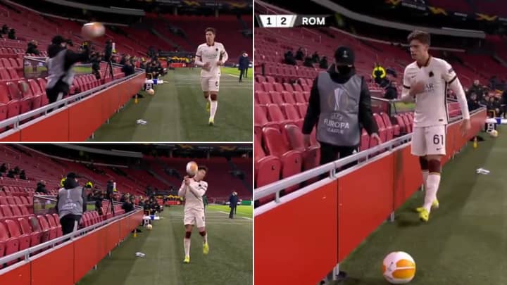 Ajax Ball Boy Savagely Launches Ball At AS Roma Player For Time Wasting 