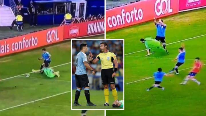 Luis Suarez Hilariously Appealed For Handball Against Chile Goalkeeper In The Area
