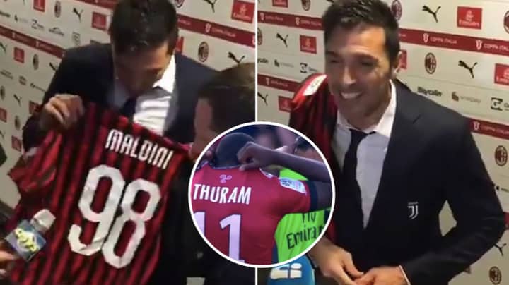 Gianluigi Buffon Adds Daniel Maldini's Shirt To Impressive Collection