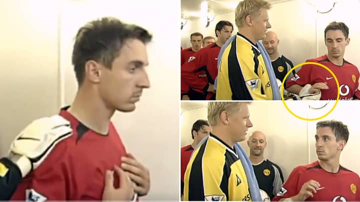 Gary Neville Refusing To Shake Peter Schmeichel's Hand Before The Manchester Derby Is Still A Legendary Moment