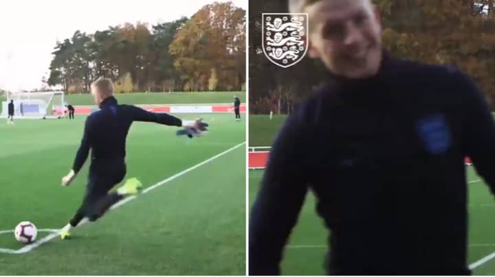 Jordan Pickford Curls In A Glorious Strike From A Corner In England Training