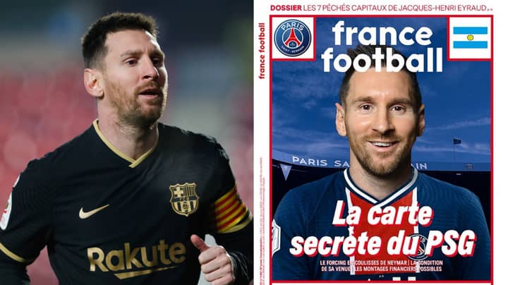 Lionel Messi Pictured In Paris Saint-Germain Shirt On Front Cover Of France Football